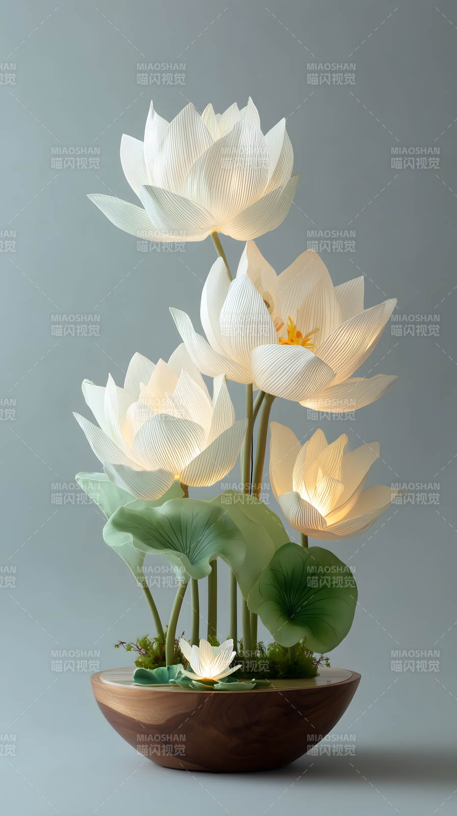 发光莲花灯饰摆件图片