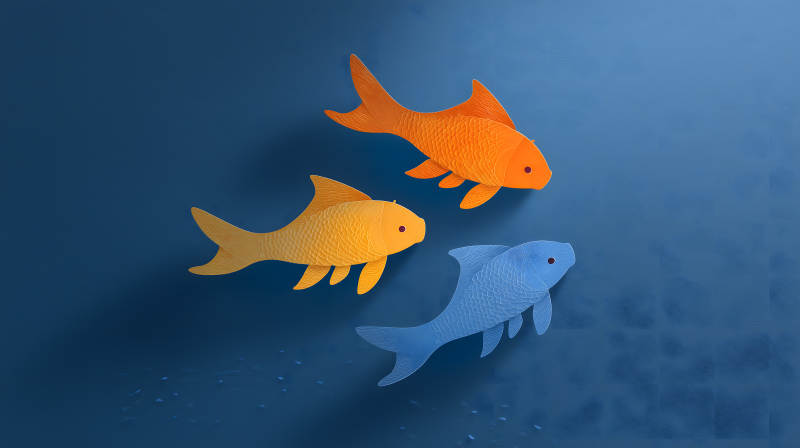 三條魚在深海游動-圖片