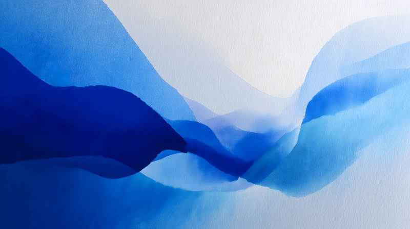 蓝色水墨晕染抽象-图片