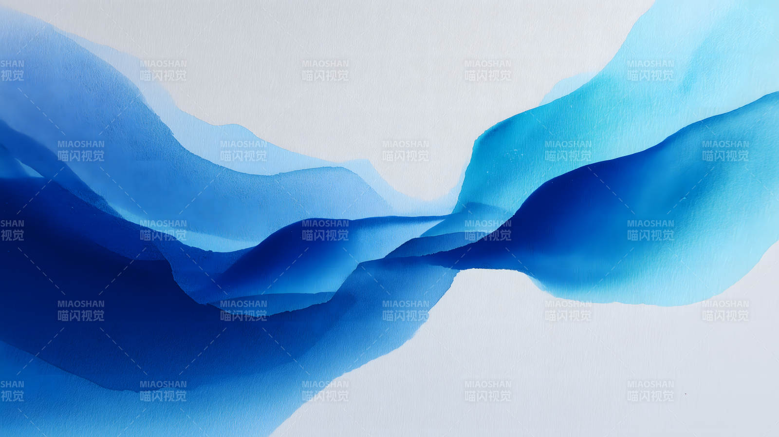 蓝色波浪在白色画布上-图片