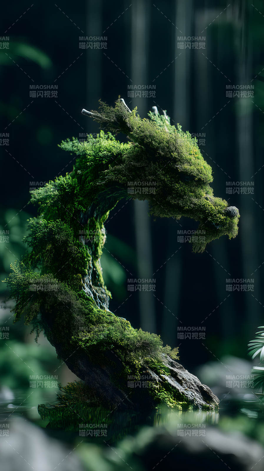 龙形树木雕塑景观图片