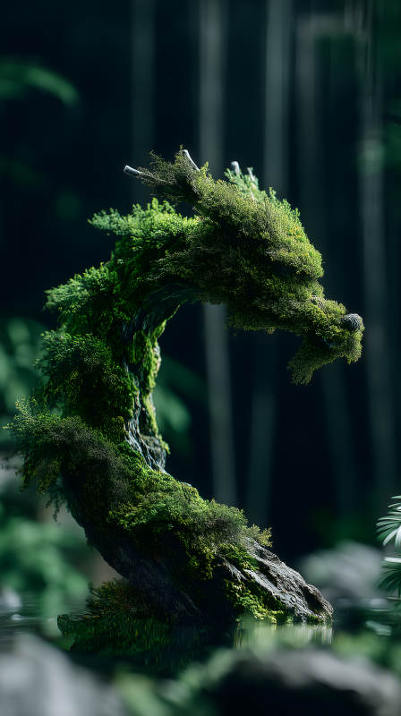 龙形树木雕塑景观图片