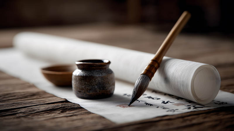 毛笔书写传统文化图片