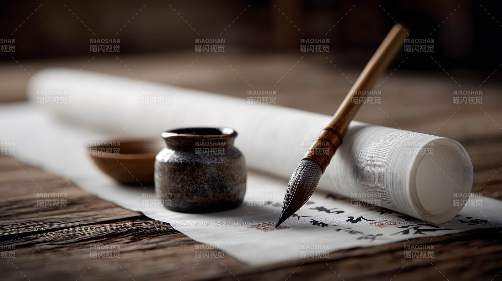 毛笔书写传统文化图片