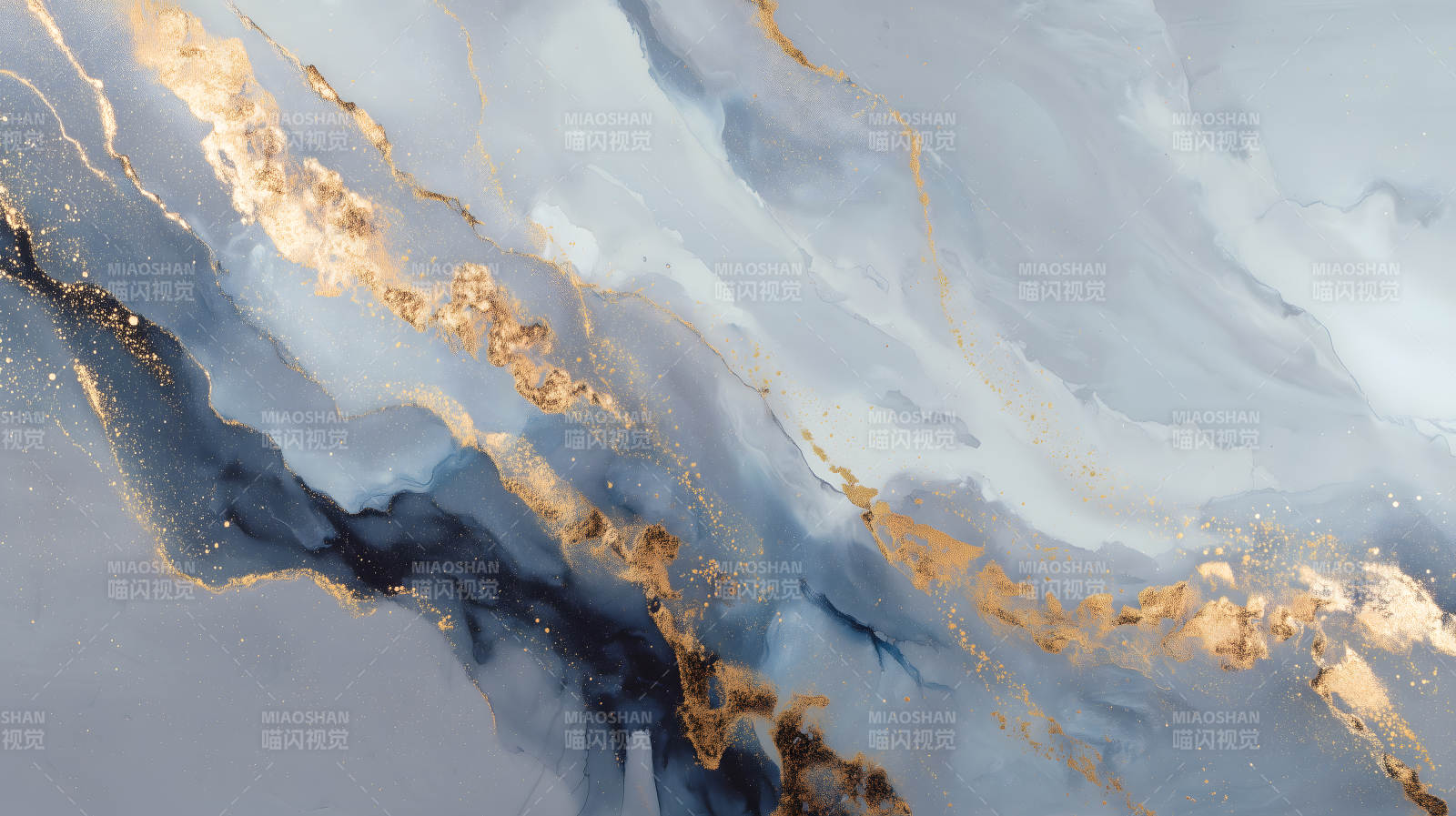 水墨晕染金箔纹理图片