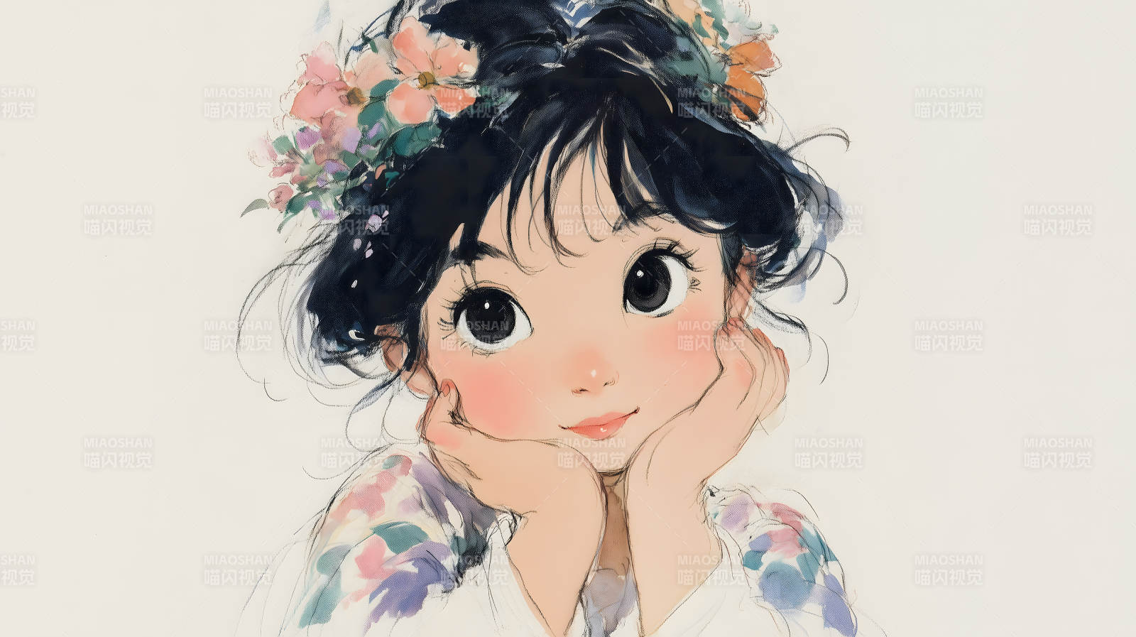 女孩可爱花环图片