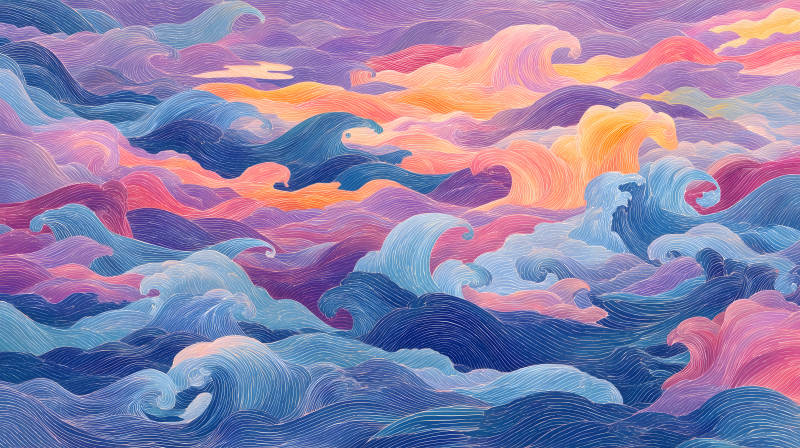 彩色波浪翻滾-圖片