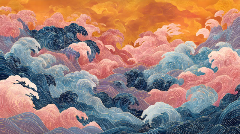 波涛汹涌云彩飘渺-图片