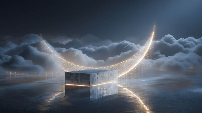 云层中的发光建筑-图片