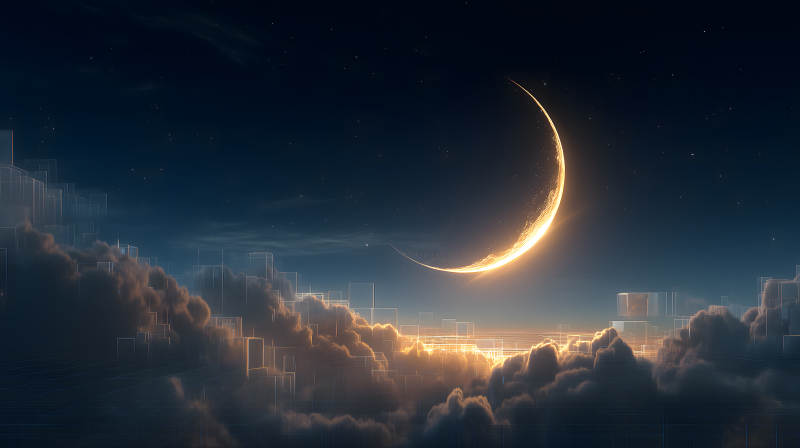 夜幕下的月亮城市-图片