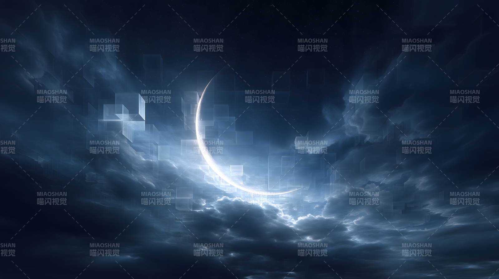 弯月夜空抽象景象图片