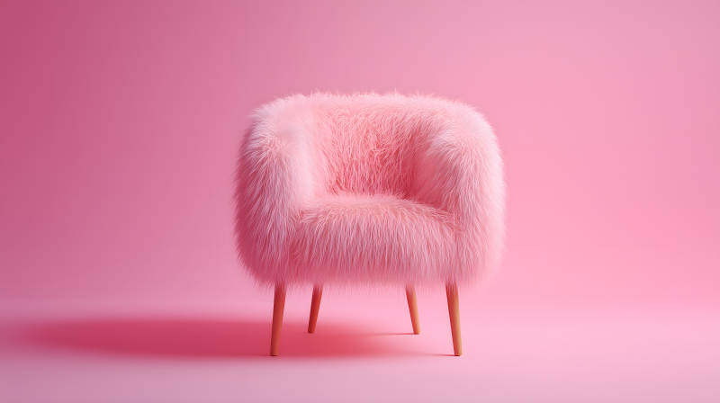 粉色毛茸茸椅子-图片