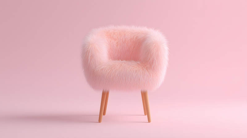 粉色毛茸茸椅子-图片