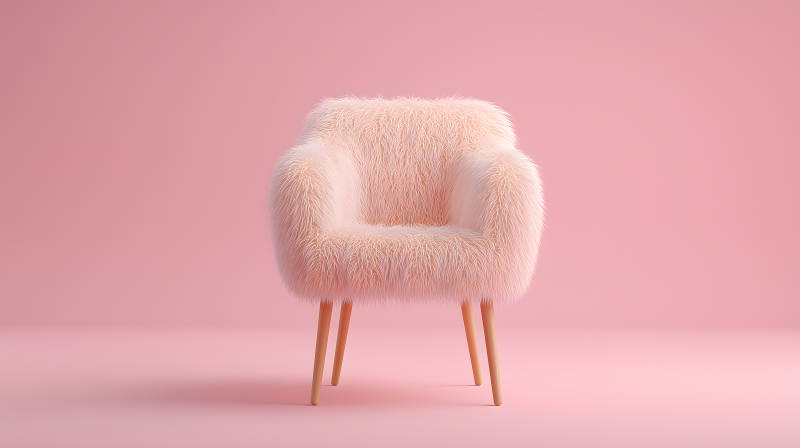 毛绒粉色扶手椅特写图片
