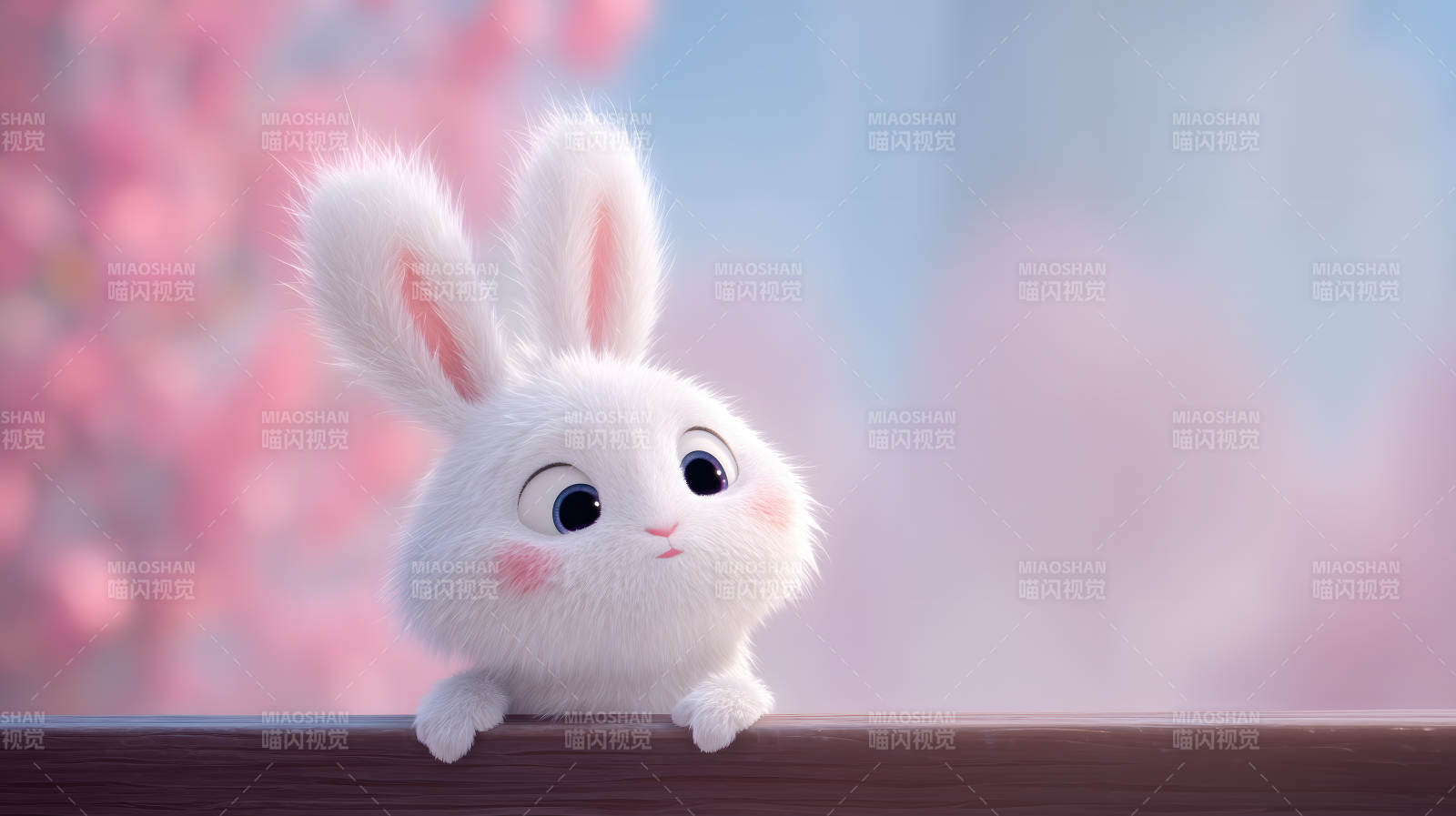 可愛兔子探頭張望-圖片