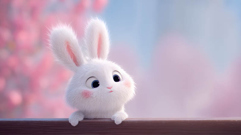 可愛兔子探頭張望-圖片