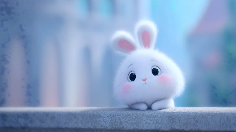 可愛毛茸茸的小兔子-圖片