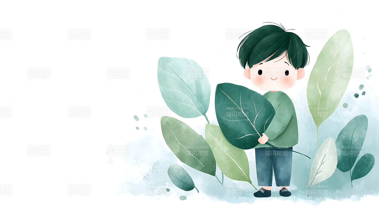 绿叶男孩的童话世界图片