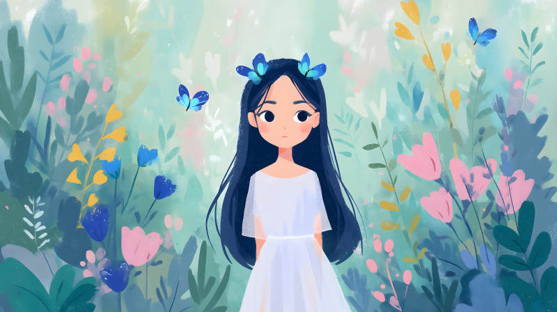 花園里的女孩圖片