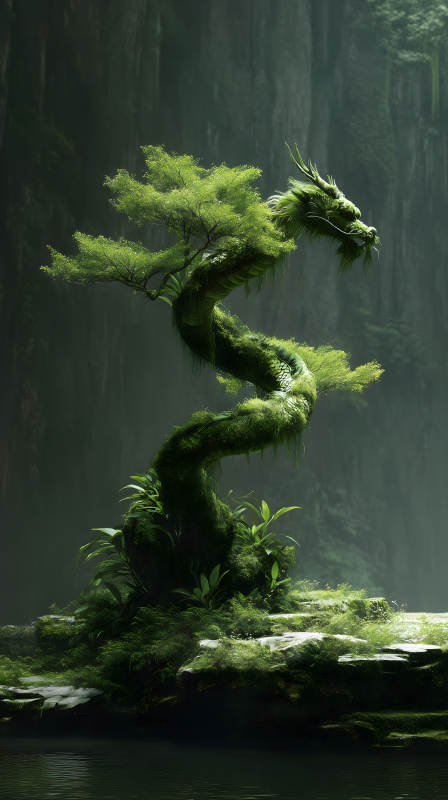 龙形树木绿意盎然-图片