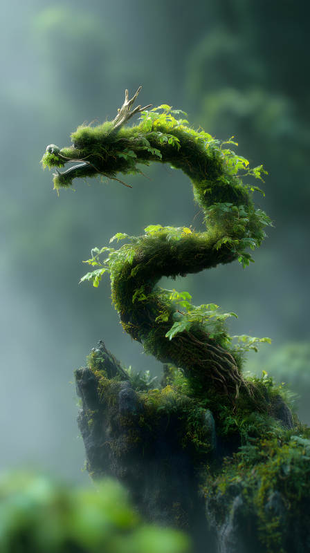 树木龙形艺术品图片