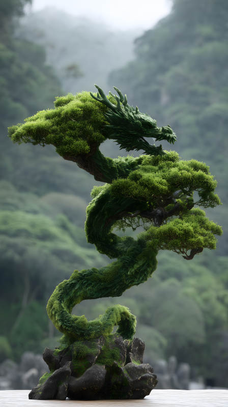 龍形盆景挺拔秀麗-圖片