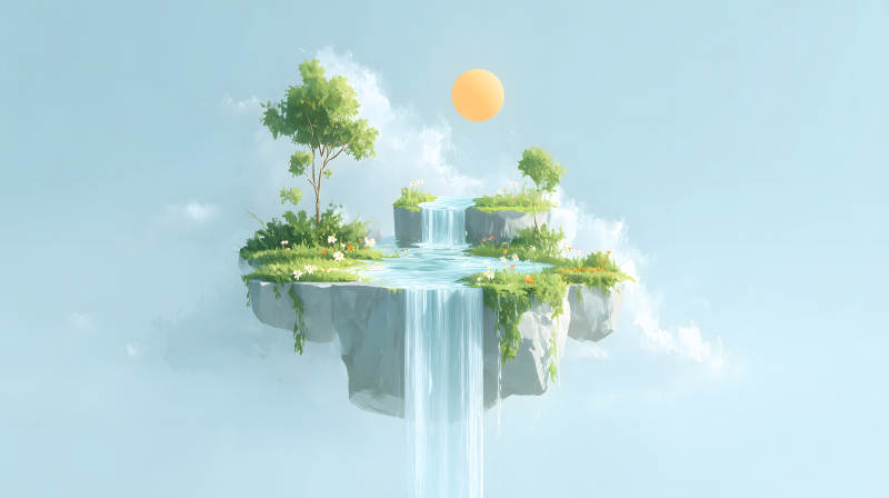 空中島嶼瀑布風(fēng)光美景-圖片