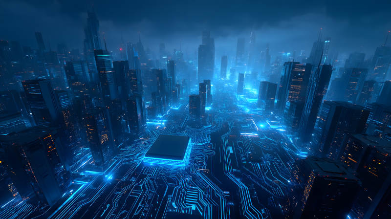 賽博朋克城市夜景-圖片