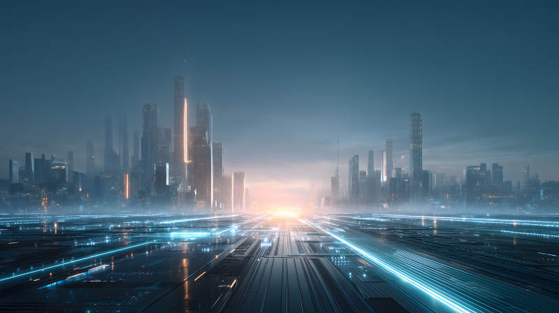 未來都市光線-圖片