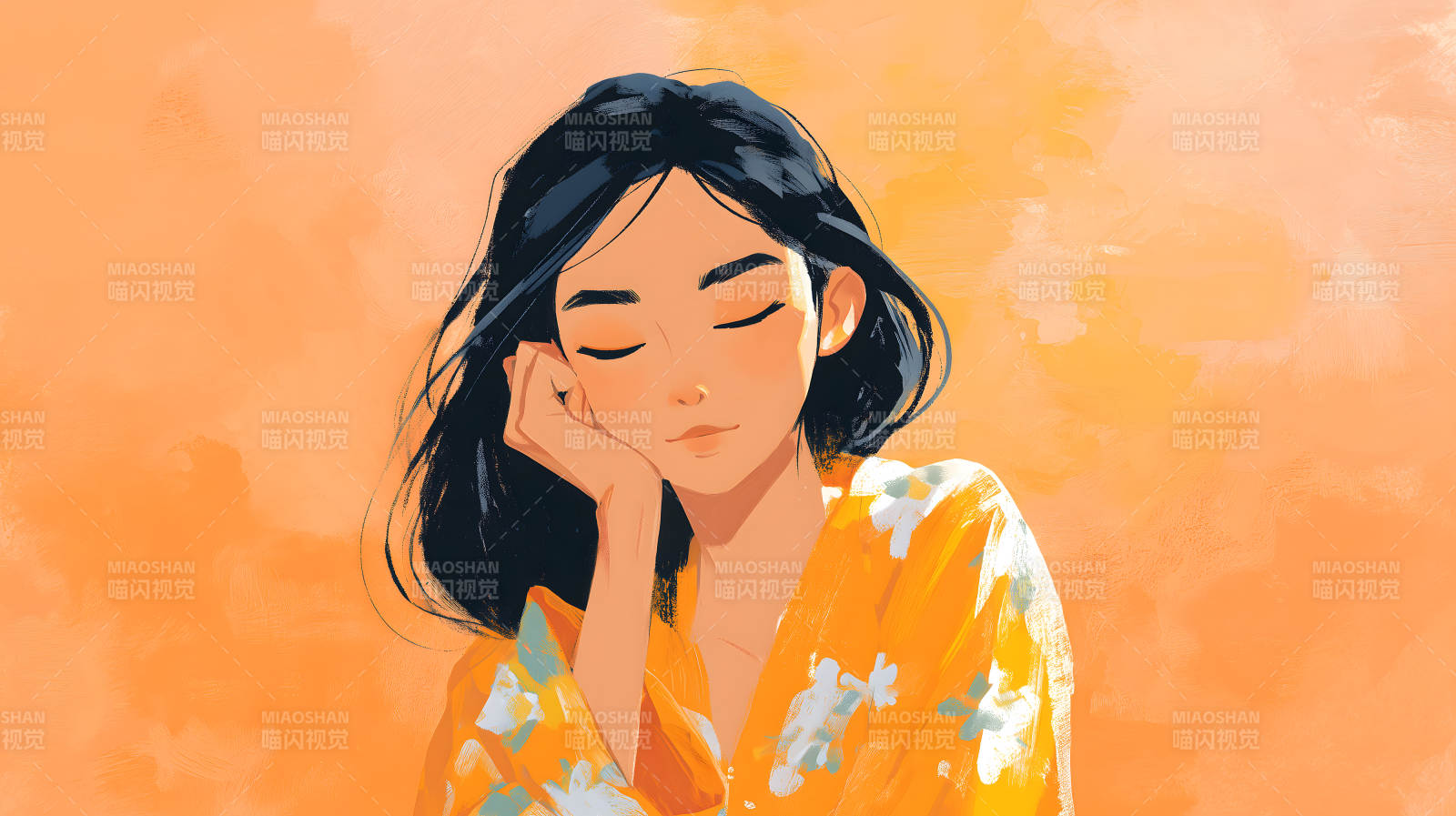 少女沉思阳光灿烂-图片