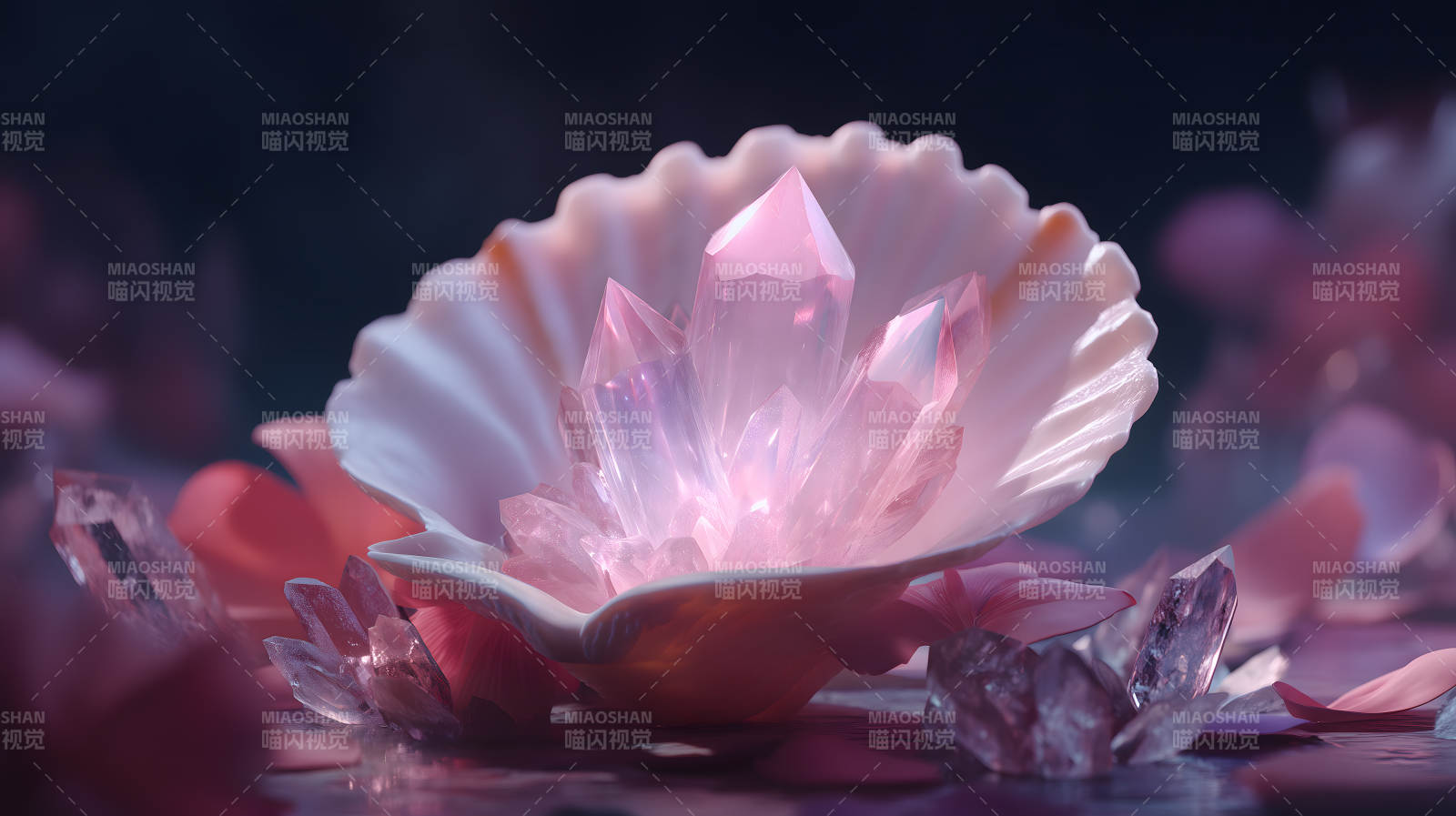 貝殼水晶藝術品發光-圖片