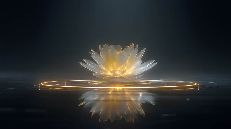 发光莲花倒影图片