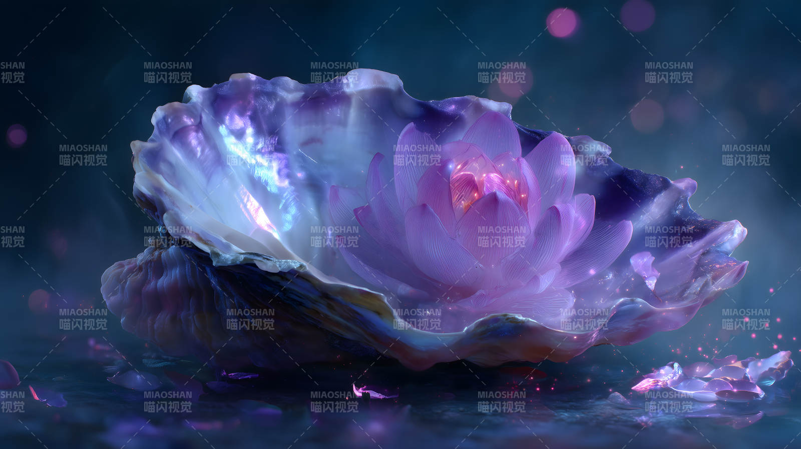 貝殼蓮花光影夢幻-圖片