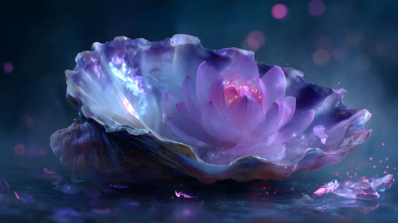 貝殼蓮花光影夢幻-圖片