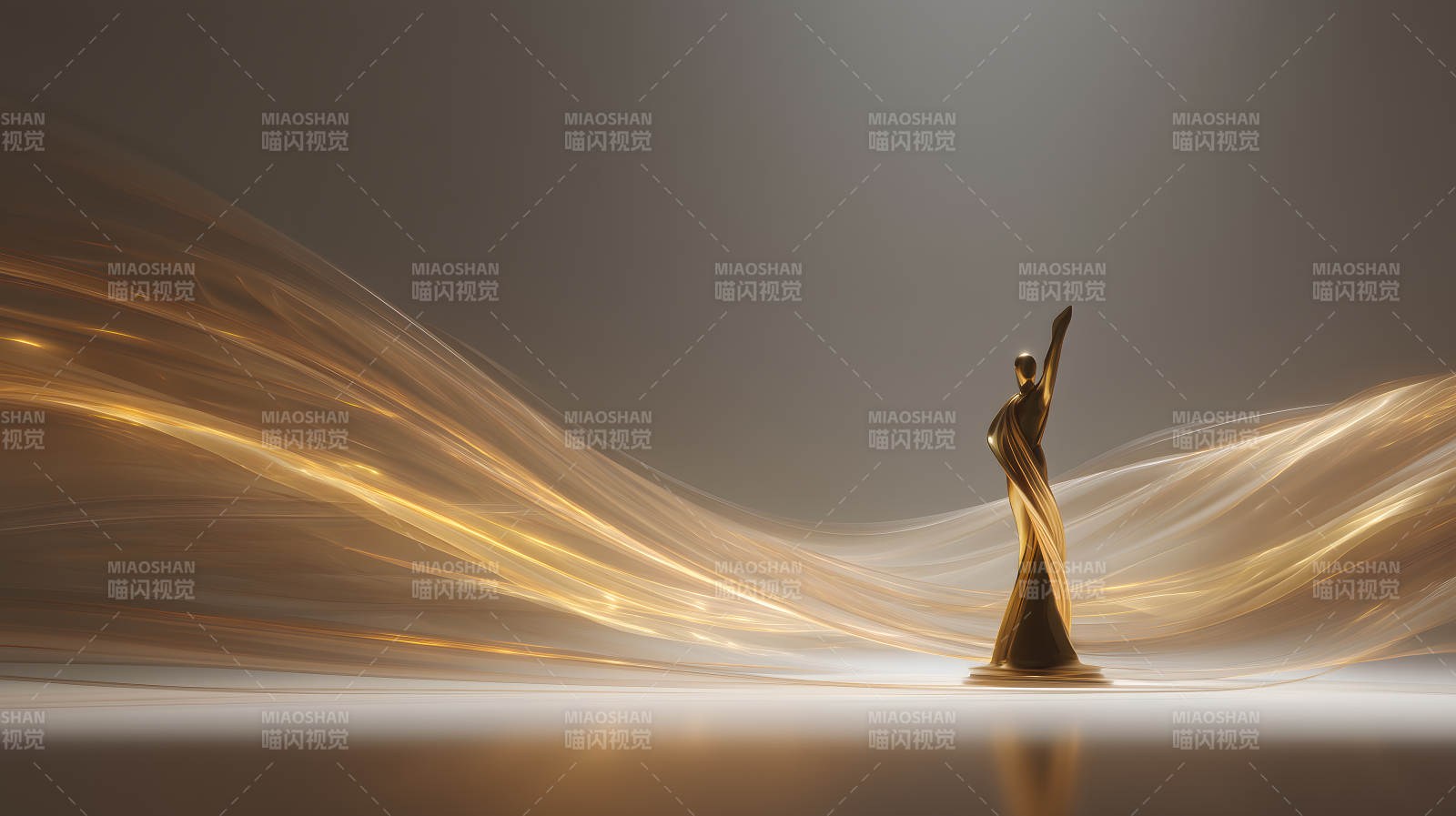 金色雕塑舞臺(tái)燈光-圖片