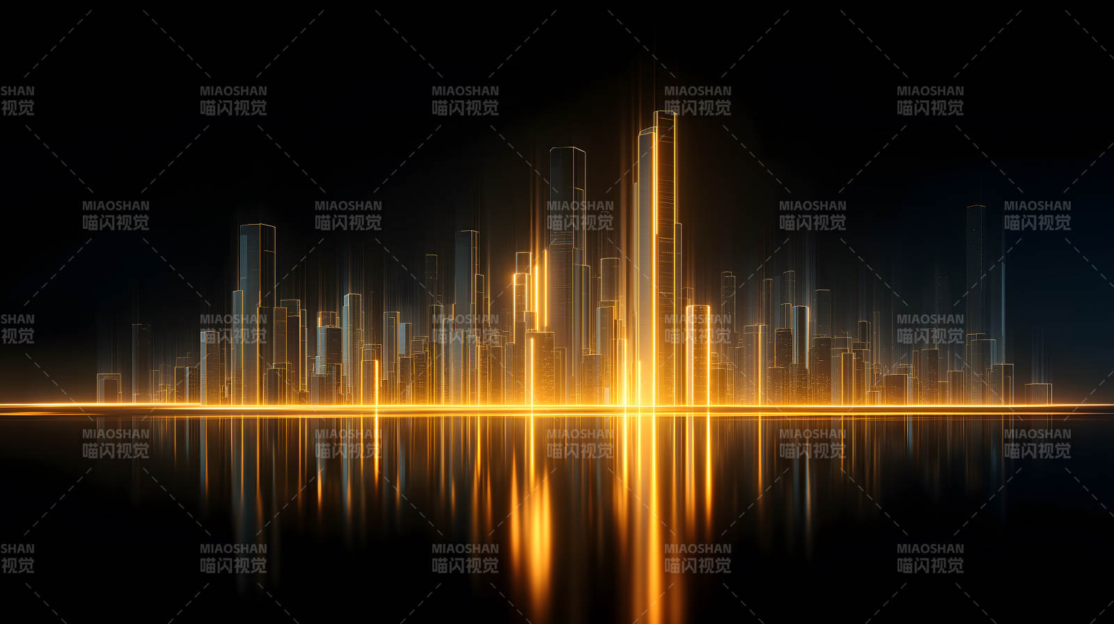 金色光芒的未來城市-圖片