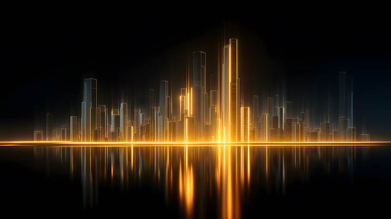 金色光芒的未來城市-圖片