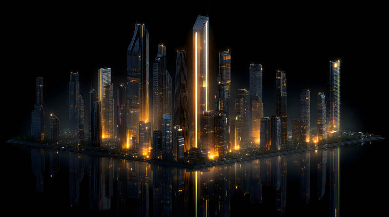 未來城市夜景光影璀璨-圖片