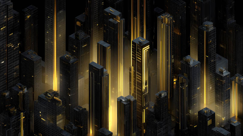 金色光芒點亮城市-圖片