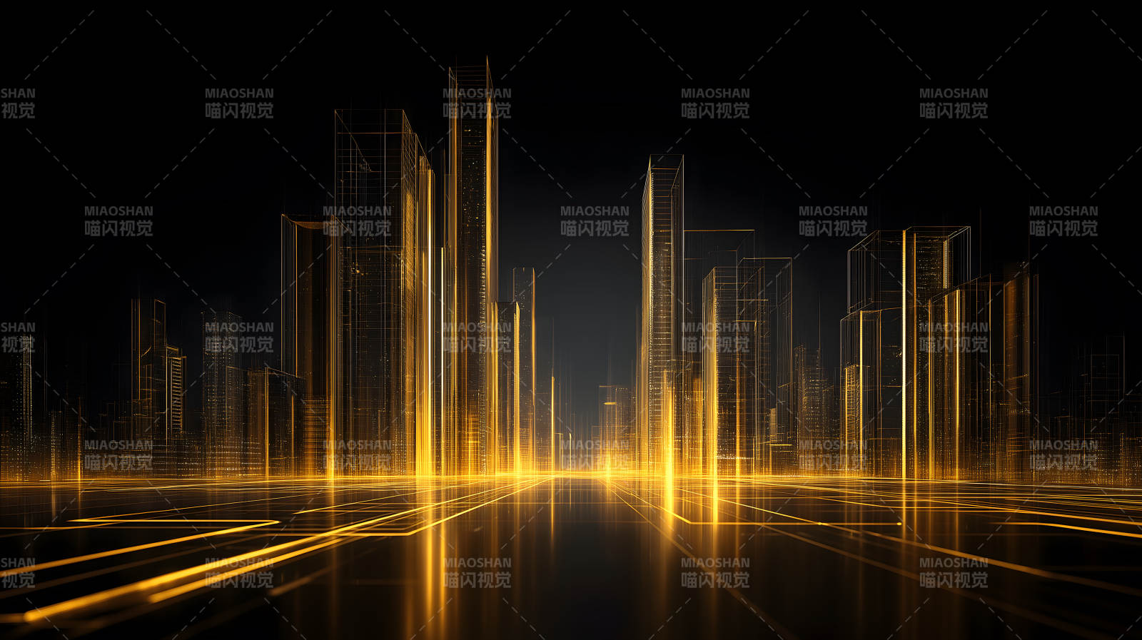 未來城市黃金光影-圖片