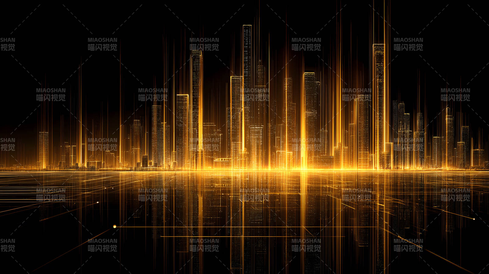 金色城市夜景光線縱橫交錯-圖片