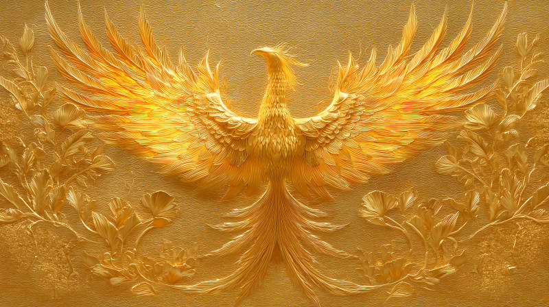 金色鳳凰展翅-圖片