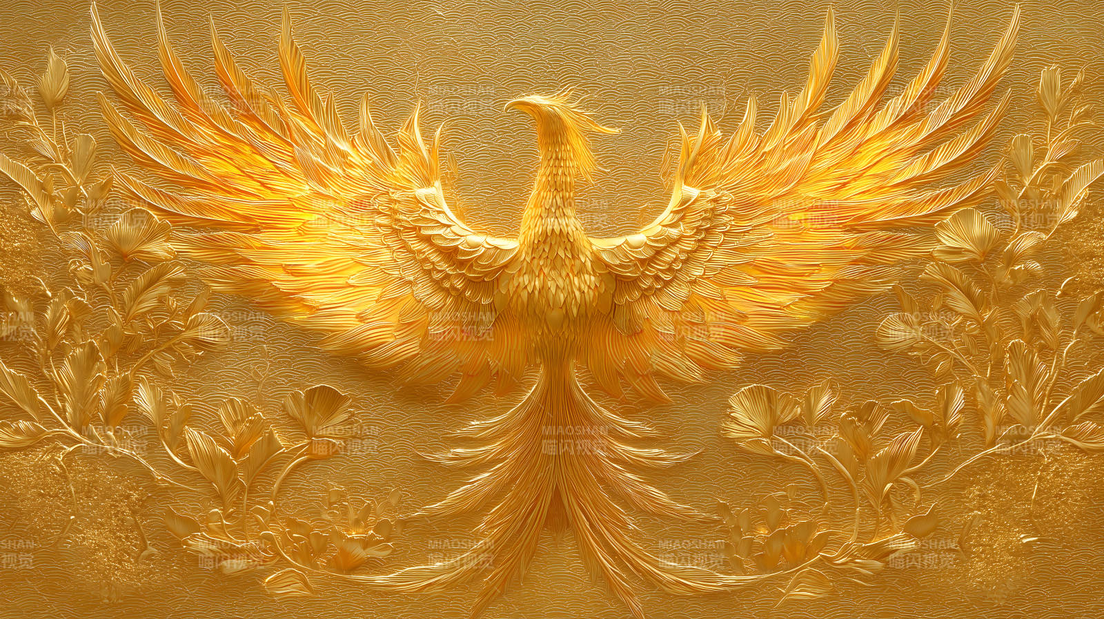 金色鳳凰展翅-圖片