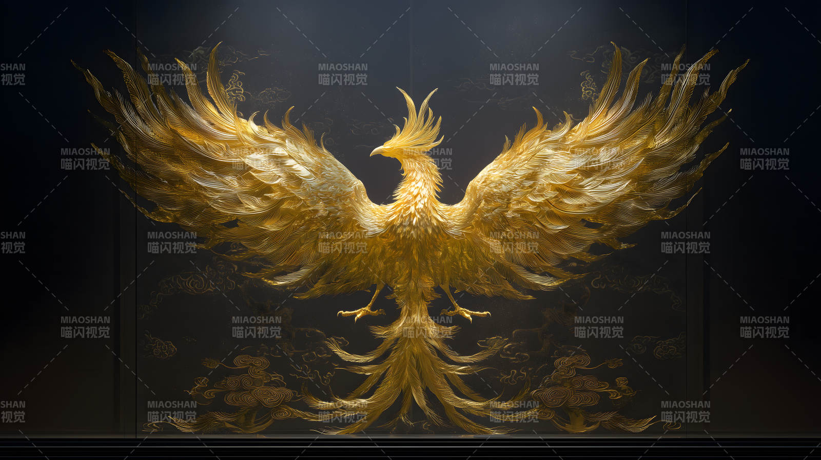 金色凤凰壁画华丽壮观-图片