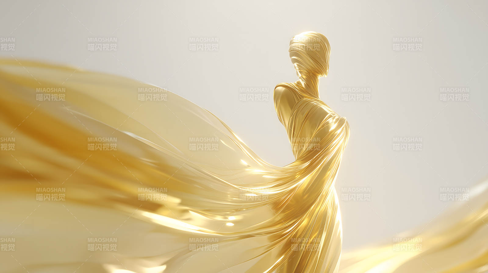 金色女神飞舞丝绸-图片