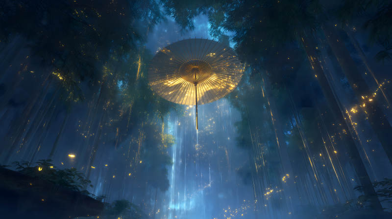 竹林傘光夢境-圖片