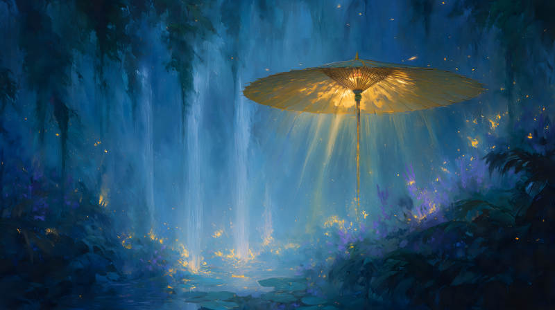 傘下光芒幽靜迷離-圖片