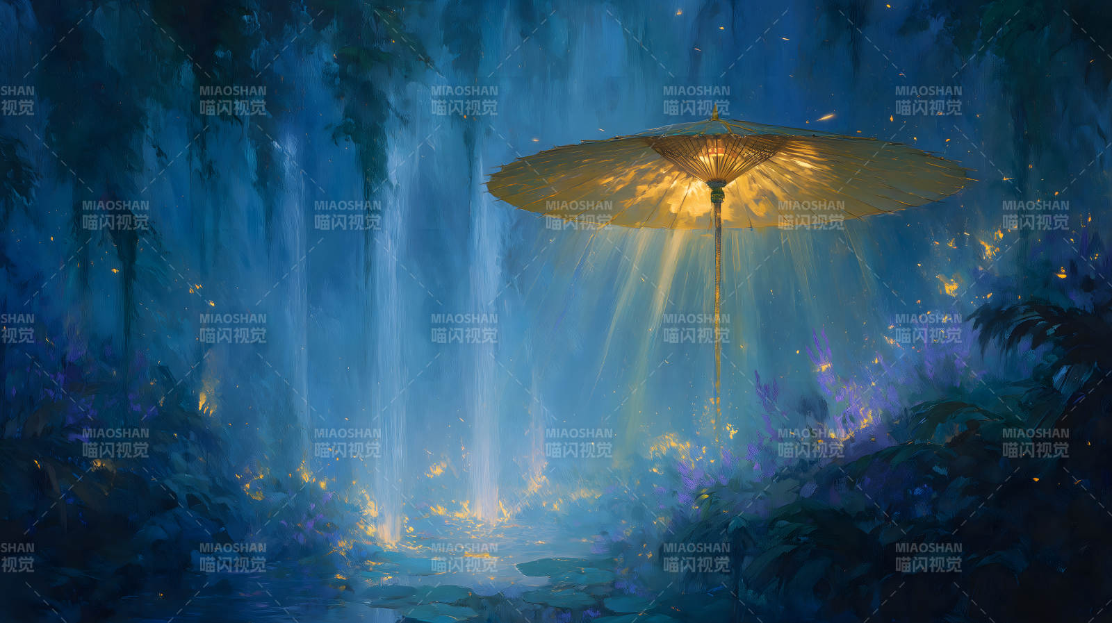 傘下光芒幽靜迷離-圖片