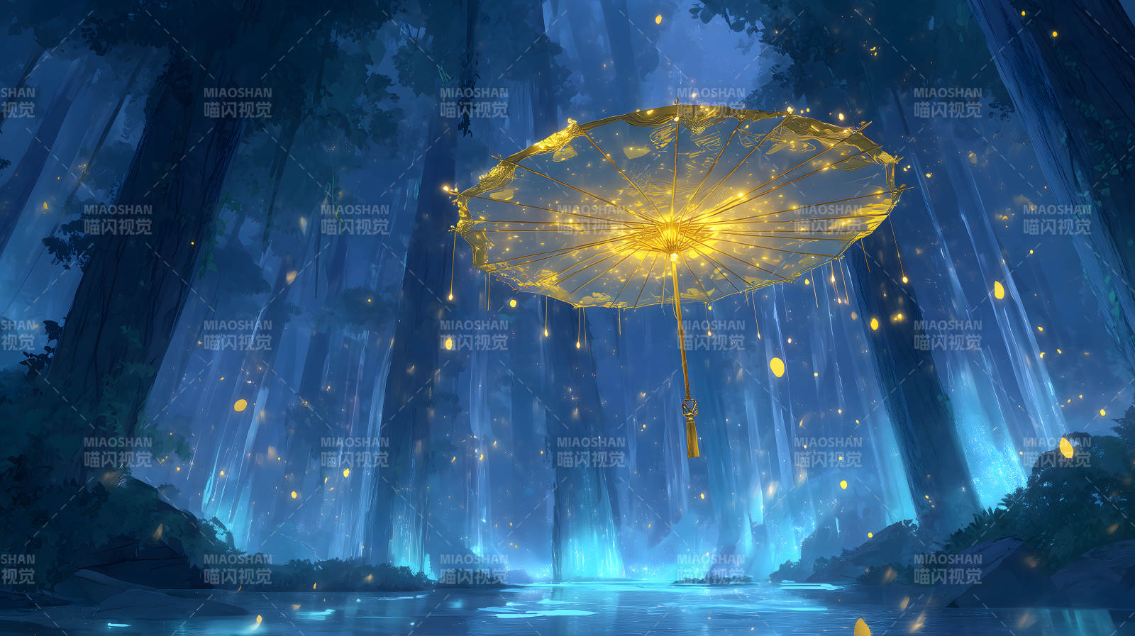 梦幻森林里的金伞-图片