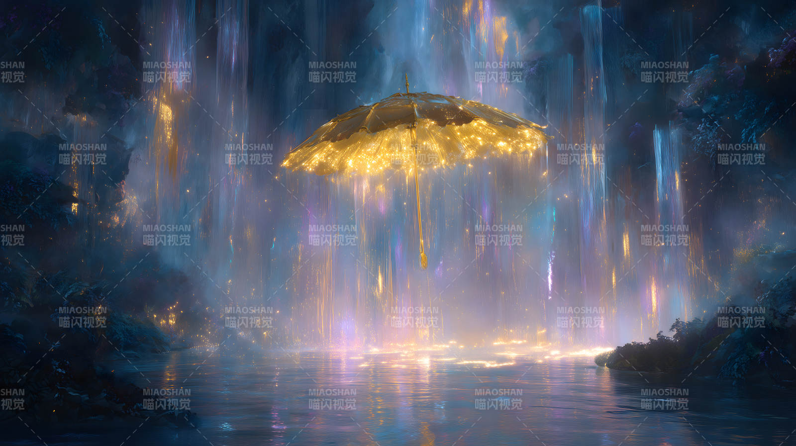 金色雨傘下的夢幻仙境-圖片